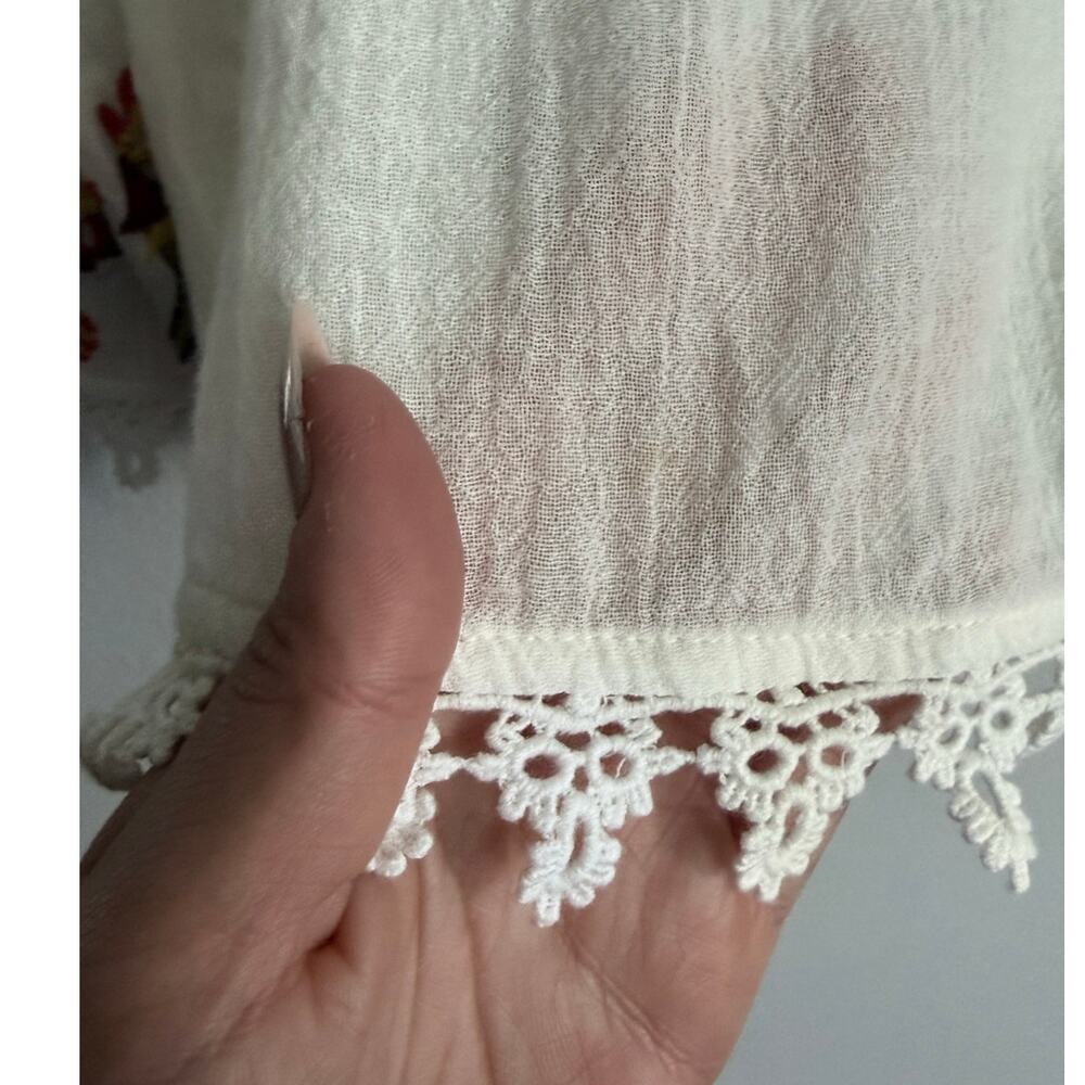 VELVET Graham Spence ivory beige embroidered floral Jeslyn peasant blouse top - Picture 12 of 13